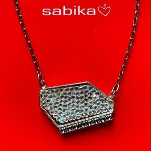 Sabika Winter 20 Reflections Silver Crushed & Black Diam Tiara Crystals Necklace